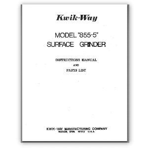 Model 855-5 Surface Grinder Manual (image for) Model 855-5 Surface Grinder Manual