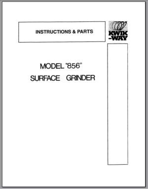 Model 856 Surface Grinder Manual (image for) Model 856 Surface Grinder Manual